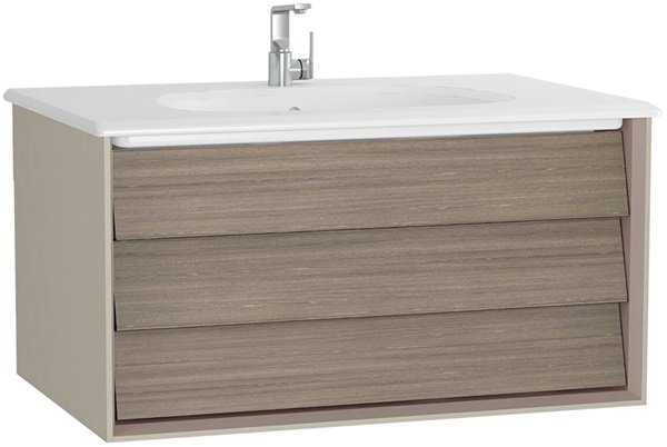 Vitra Frame Lavabo Dolabı,80cm,Beyaz Etajerli Lavabolu,Mat Soft Bej.